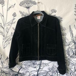 Suede black jacket with zipper